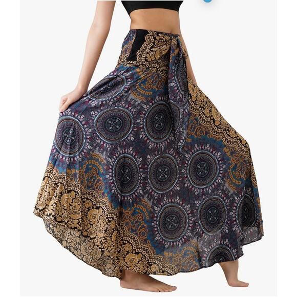 B.Bangkok Dresses & Skirts - Boho Mandala Maxi Skirt Dress | One Size (0–14) | Blues, Golds, Pinks